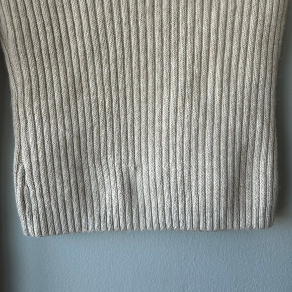Oak + Fort Ribbed Funnel Neck Knit Sweater Oatmeal Beige Size XS Minimal Cozy - Picture 5 of 9
